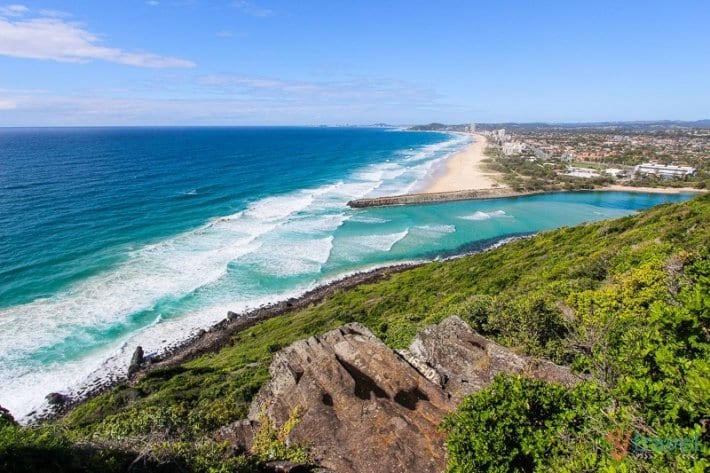 view of tallebudgra creek going into the ocean from tumgun lookout