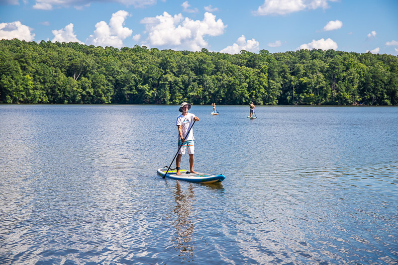 Paddle boarding on Lake Johnson, Raleigh