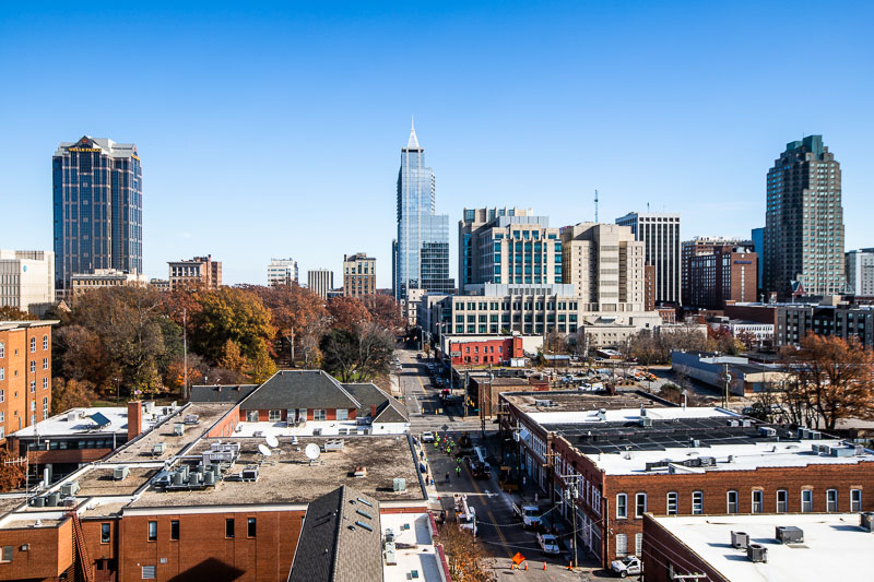 Overlooking the Warehouse District and downtown Raleigh