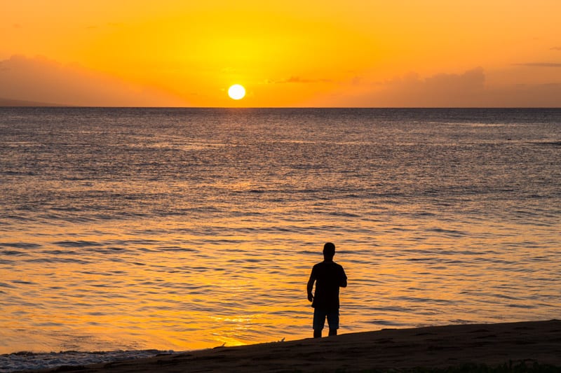 Sunset at Kaanapali Beach in Maui, Hawaii