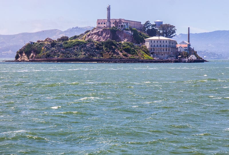 water with an island in the background