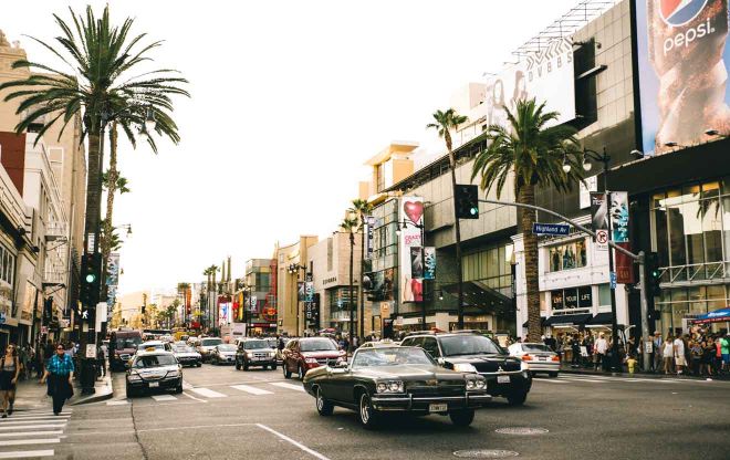 hollywood boulevard at sunset