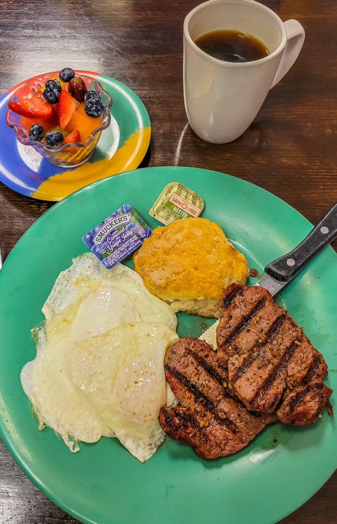 Steak & eggs at Jan's Place, Jenson, FLorida