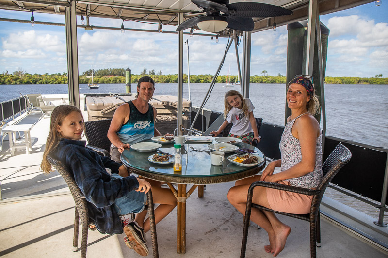 Breakfast on our VRBO houseboat