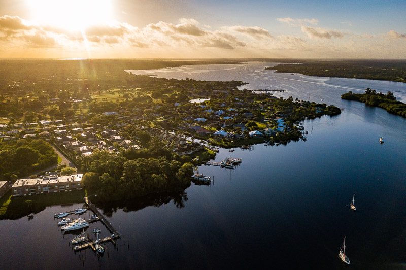 Sunrise over our Houseboat rental in Florida we found on VRBO.