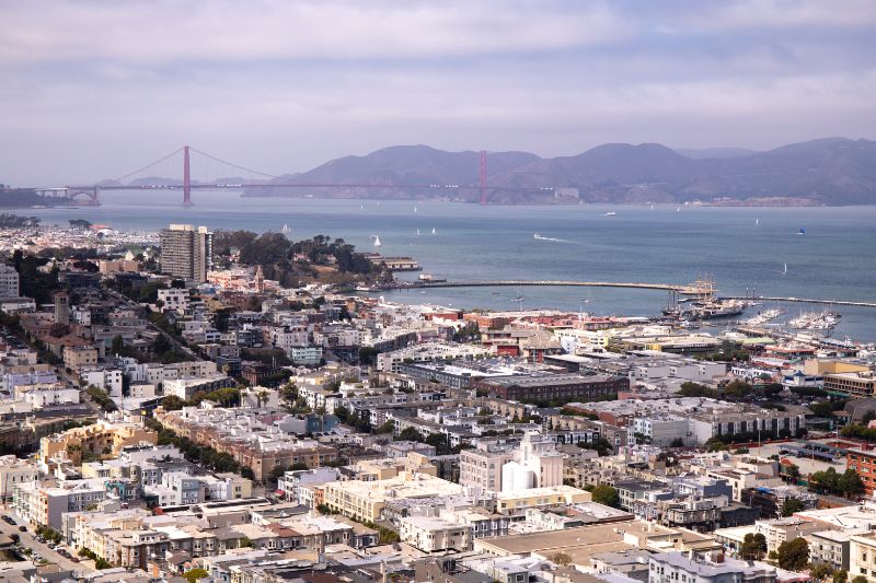 San Francisco views from Coit Tower and telegraph Hill