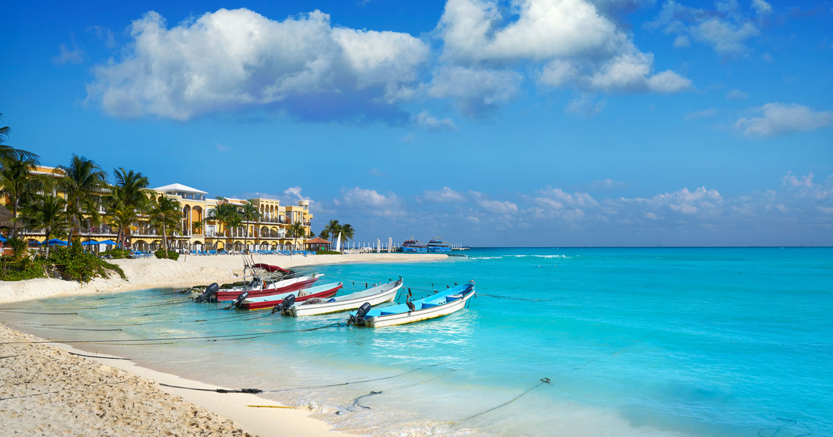 View of the boats at the beach