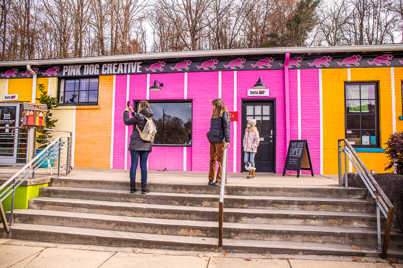 pink and orange building art studios