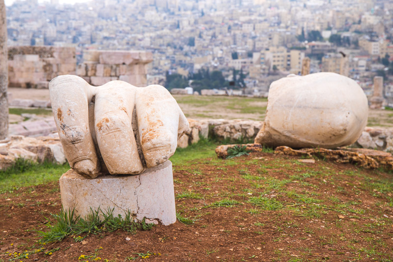 giant fingers and elbow of herculles statue lying on floor