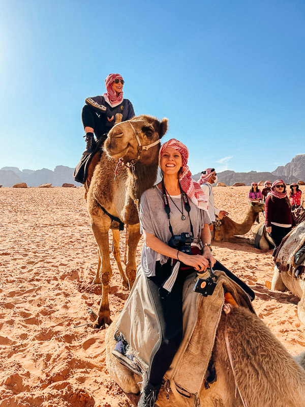 caz sitting on camel