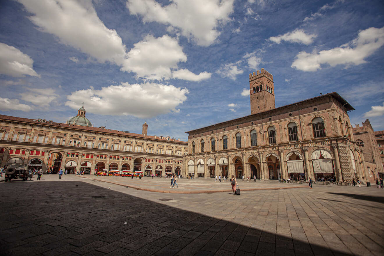 Old buildings in Piazza Maggiore, one of the best things to do in Bologna