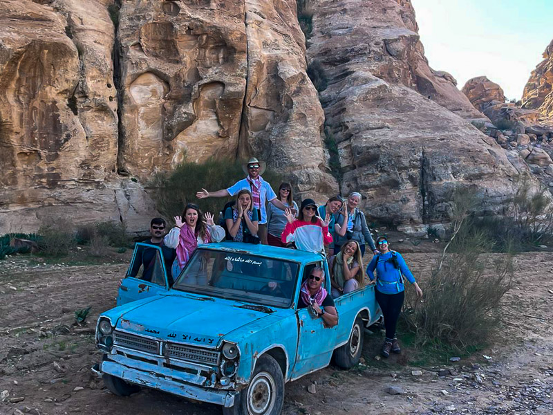 Backdoor hike into Petra abandoned car