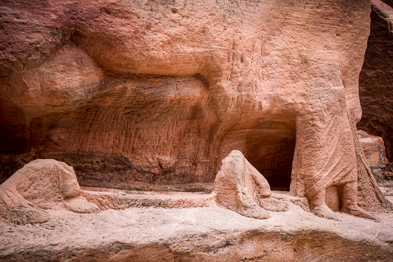 man and camel carving the siq petra