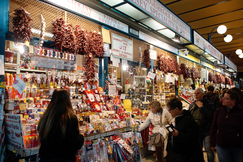 Food stall inside the Central Market of Budapest 