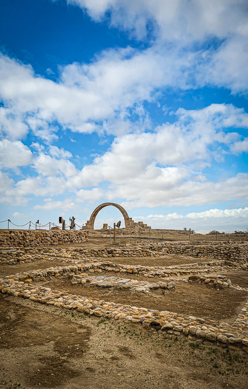 old stone remails and stone arch at archeological site