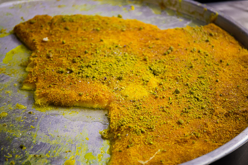 a plate of Kunafa desert