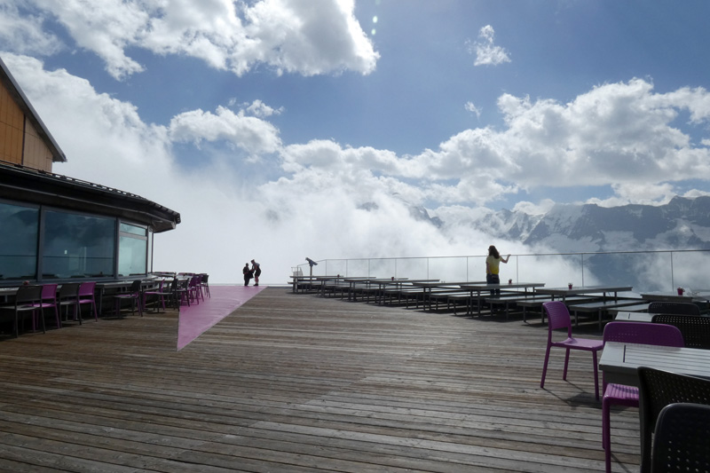 terrace overlooking mountain views