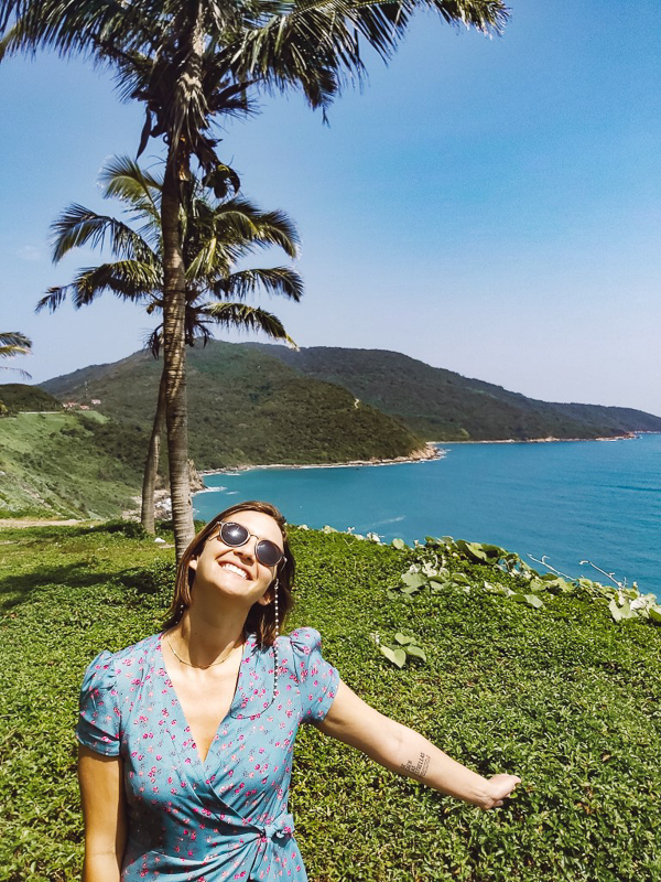 woman standing in front of clifftop beach Son Tra Peninsula