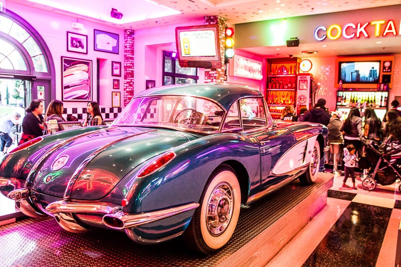 Eat at the Corvette Diner in San Diego - - one of the best things to do in San Diego with kids!