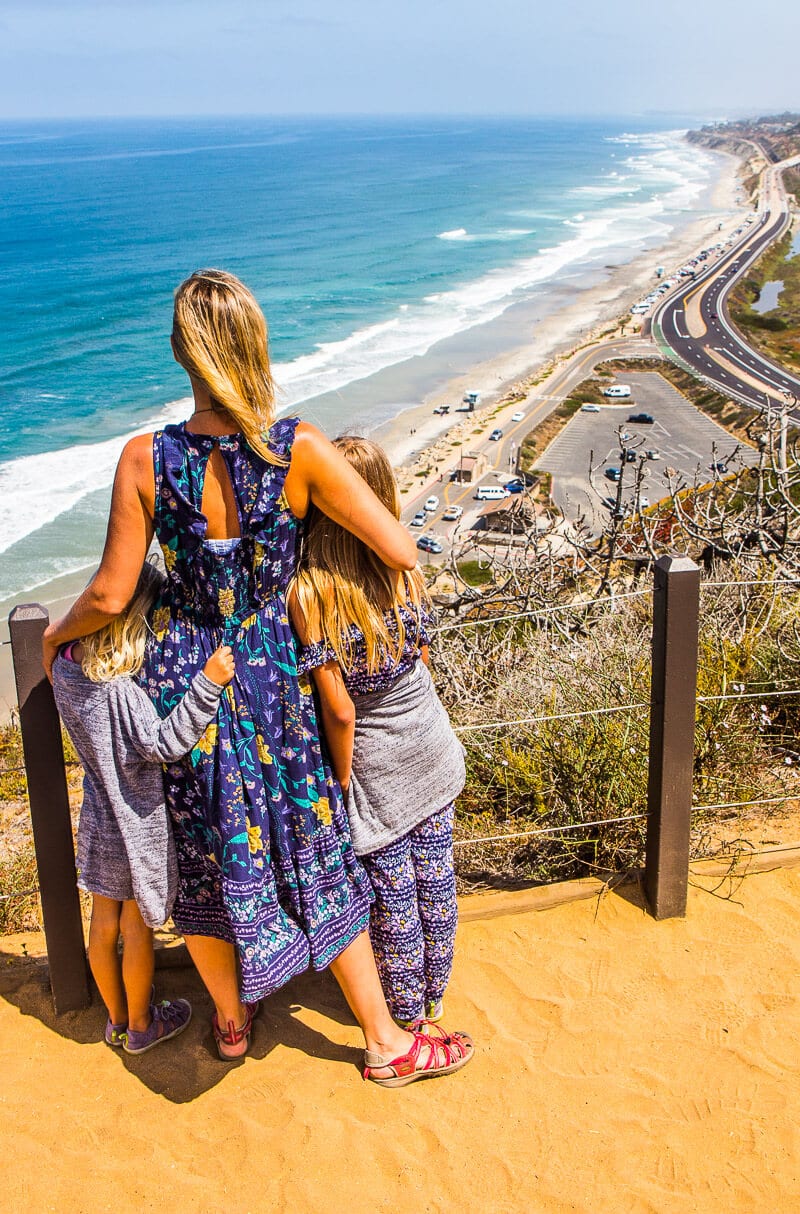 caz and girls Hiking in Torrey Pines State Reserve in San Diego