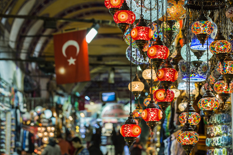 Various old lamps on the Grand Bazaar in Istanbul