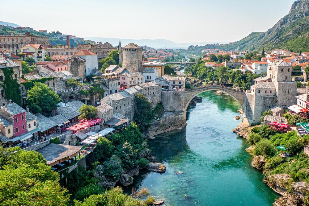 river running through vilage of mostar