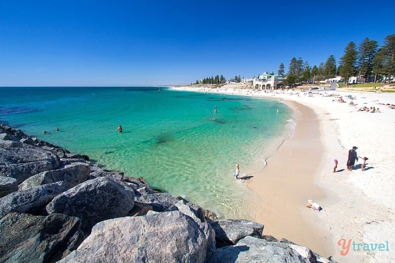 view of cottesloe Beach and surf club on sand