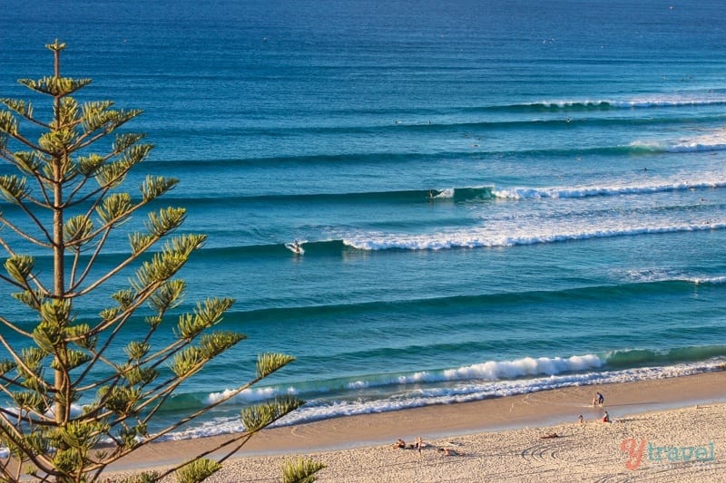 waves rolling in at Coolangatta Beach - 