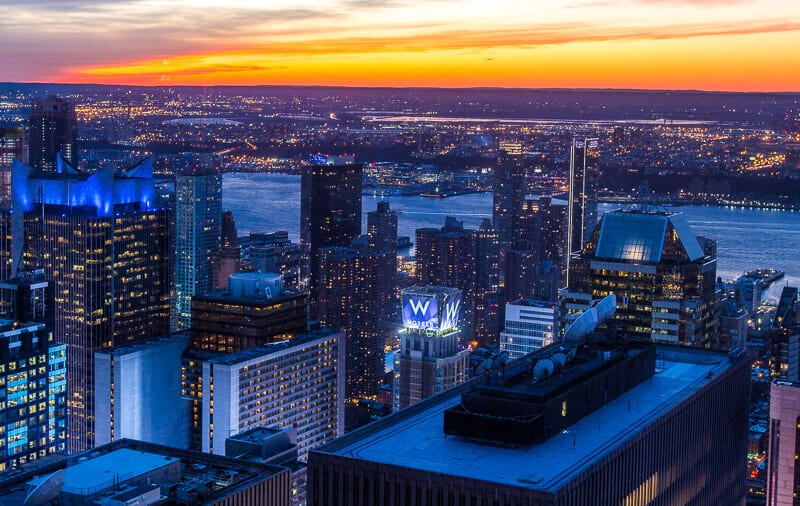 orange Sunset from Top of The Rock in NYC