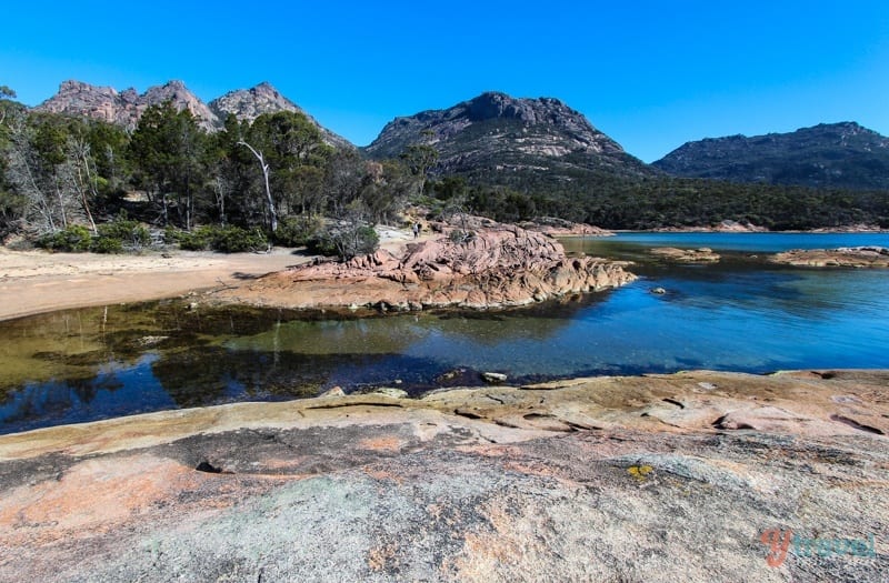 water in front of hazard mountains