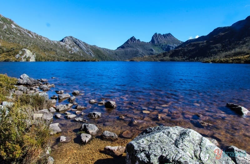 a lake surrounded by mountains