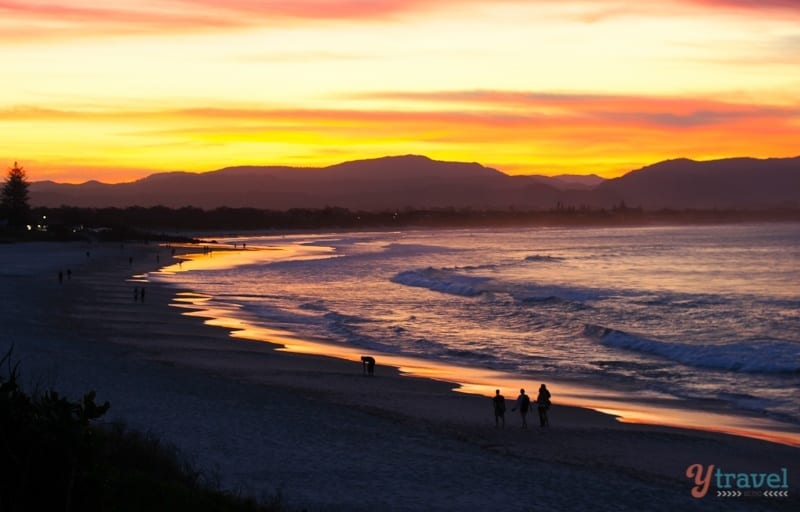 sunsetting over the beach in byron