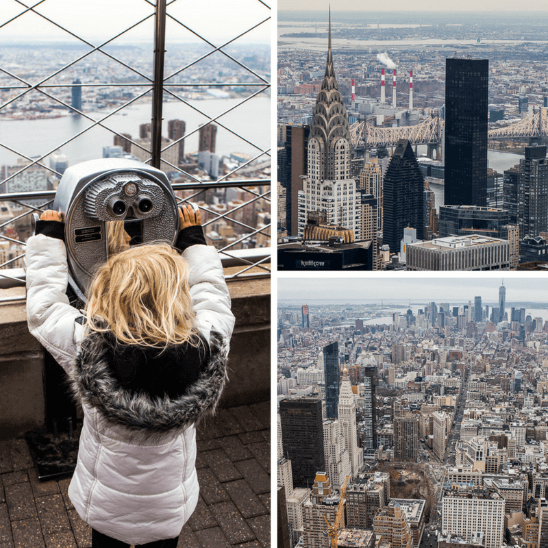 girl looking at view from empire state building