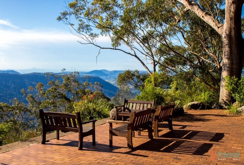 benches on a mountain