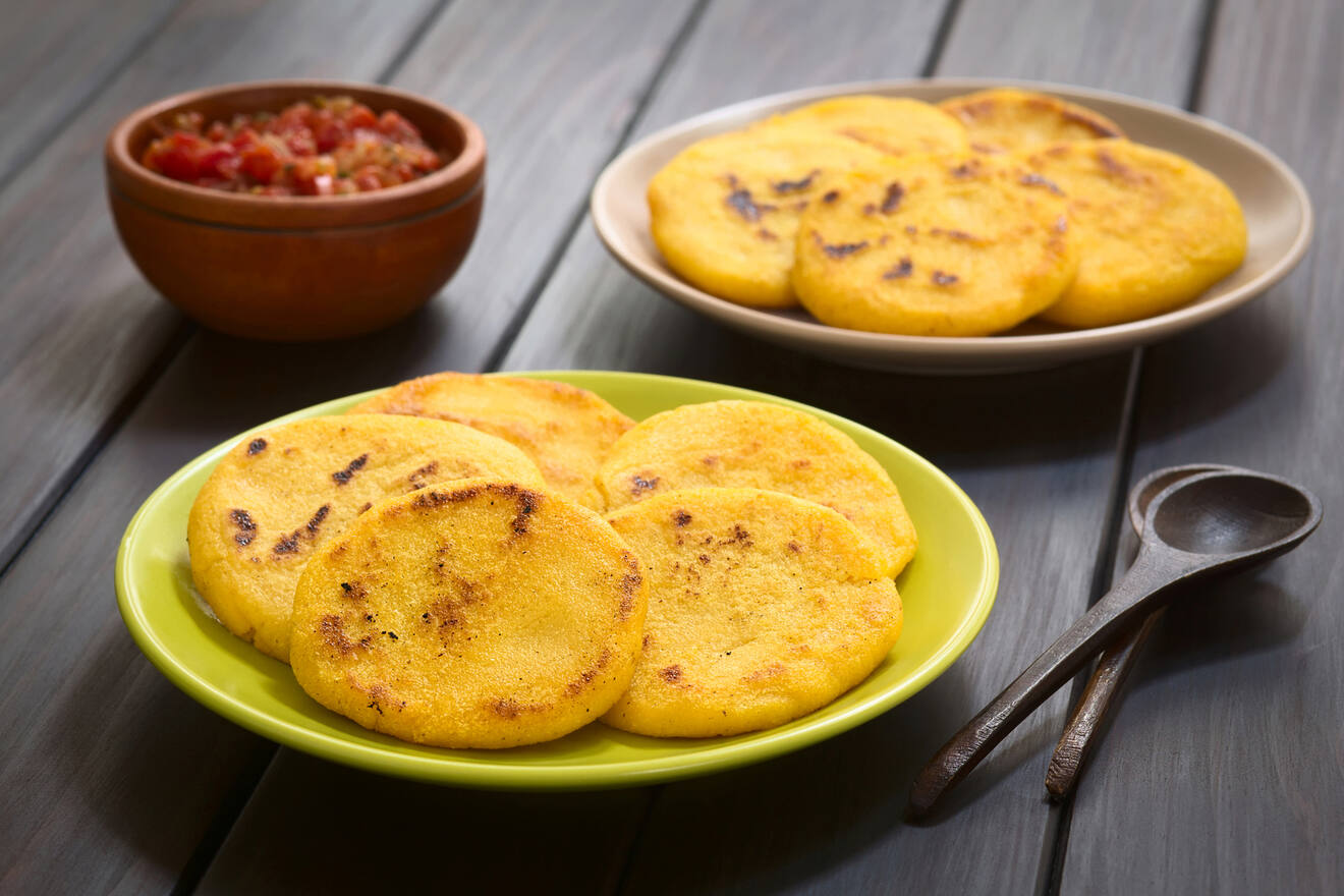 Arepas super popular food in Medellin