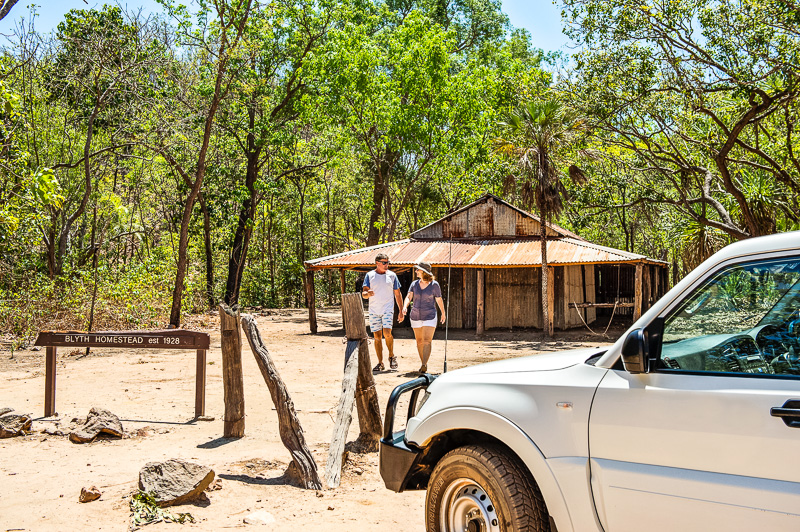 Visitors walking around Blyth Homestead