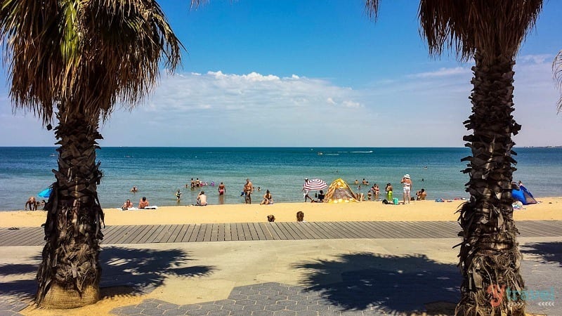 people on the beach at St Kilda Beach, 