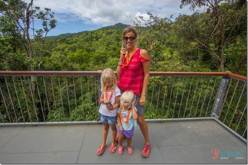 family listening to self-guided audio tour