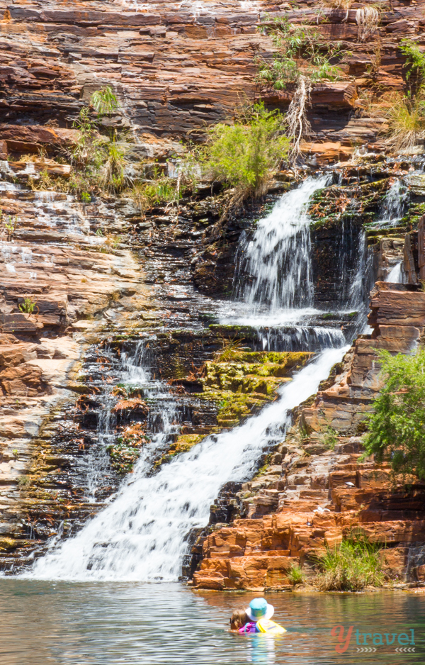 falls streaming over rocks 