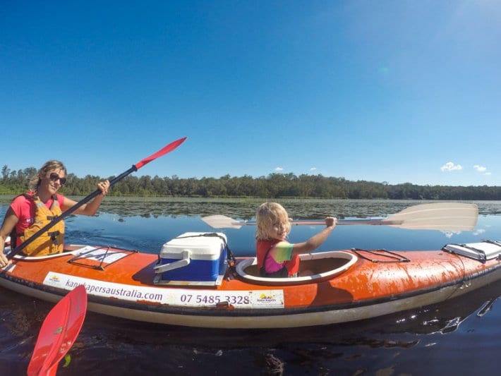 people kayaking