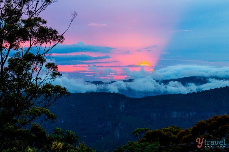 Sunrise in the Binna Burra Mountains in Lamington National Park,