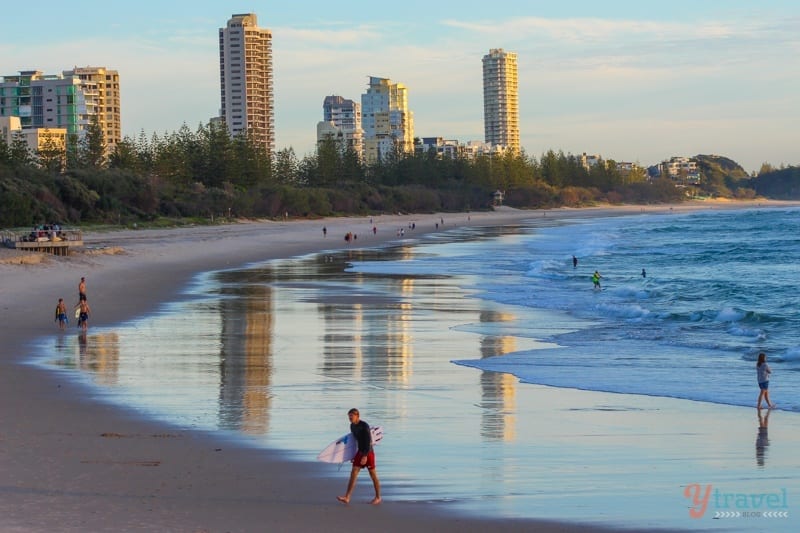 surfer coming out of the water at Burleigh Heads, 