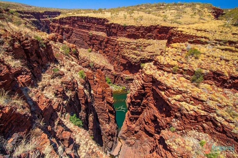 water running through a canyon