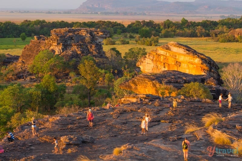 people walking on top of Ubirr Lookout, 