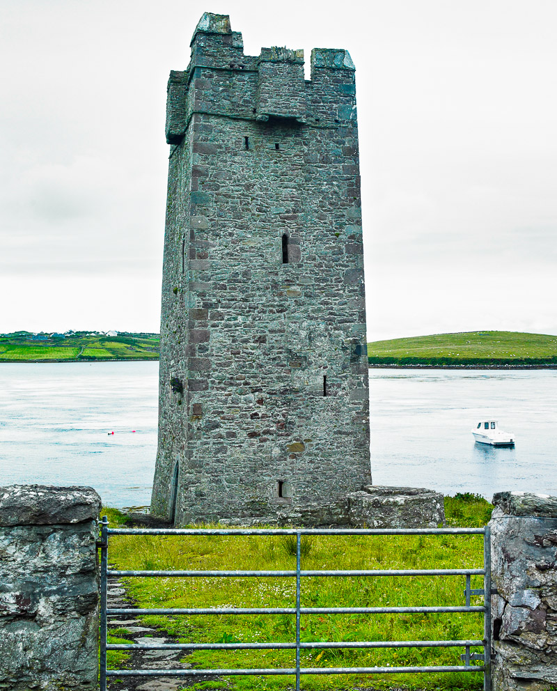 A tall, stone, rectangular shaped castle