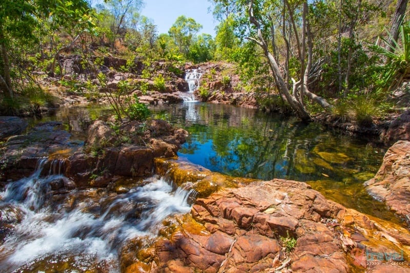 small waterfall and rock pools