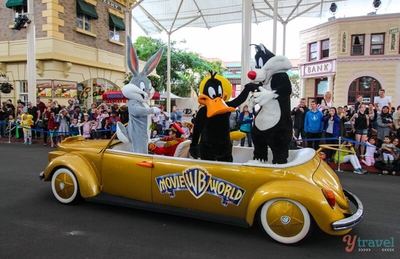 bugs bunny, daffy duck on car at Movie World, Gold Coast, Queensland