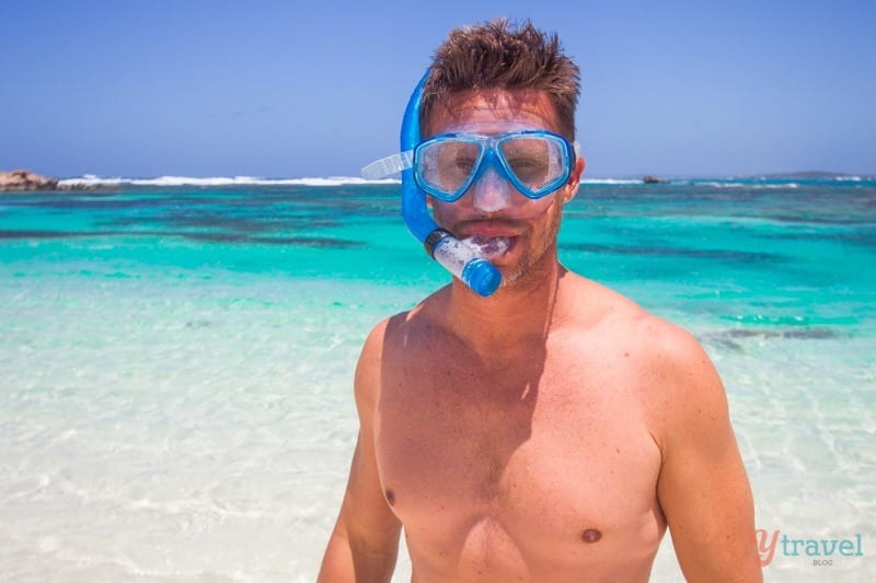 a man wearing snorkeling gear