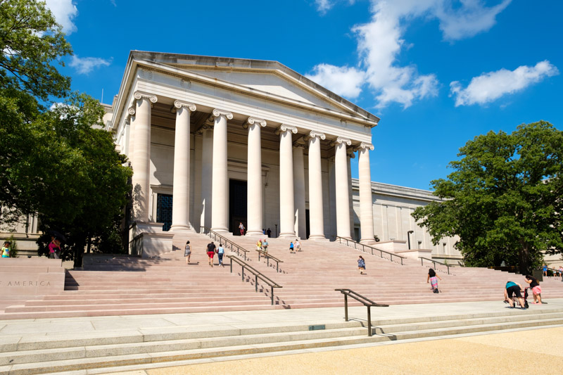 stairs leading up to the columned national fg