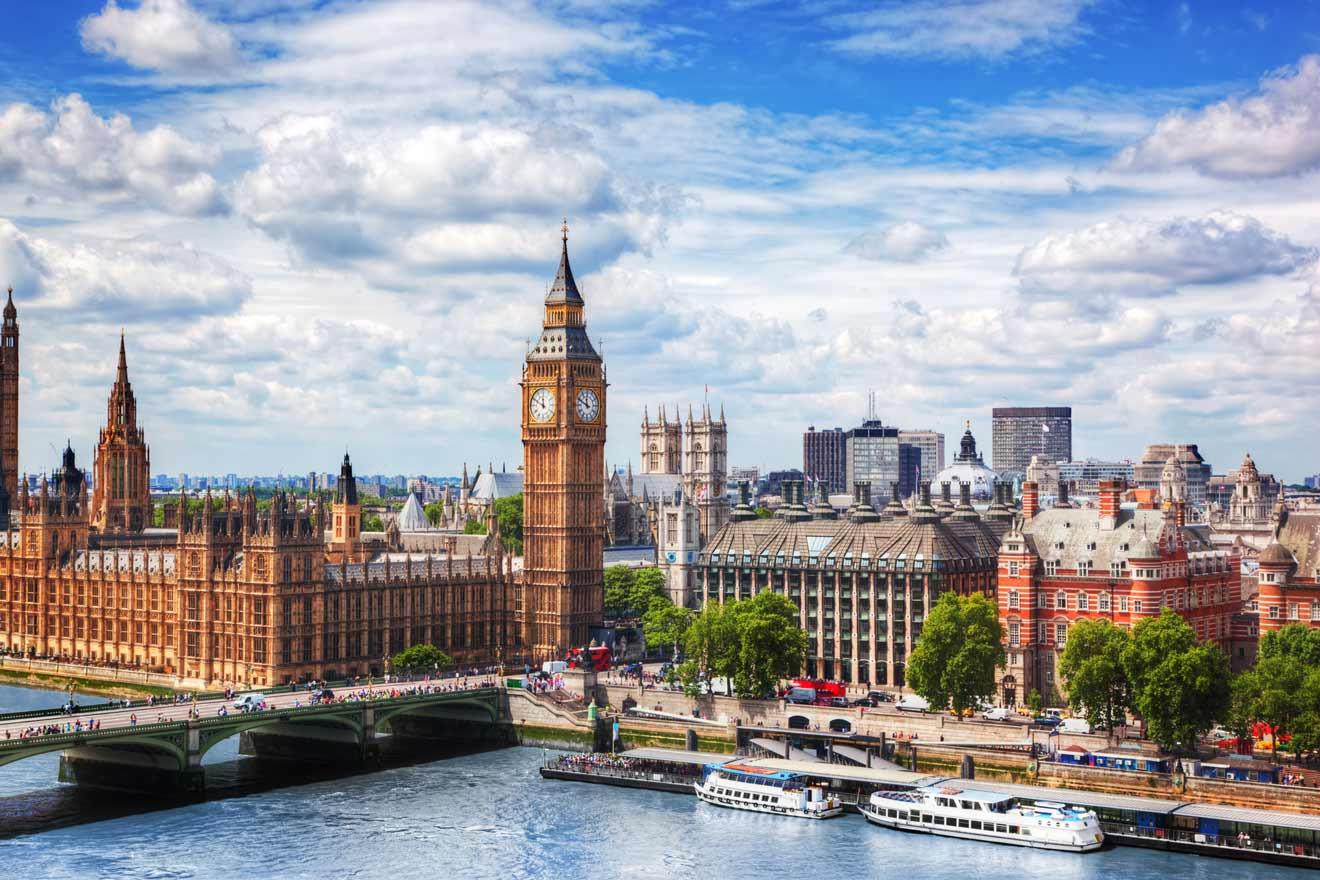 aerial view over Big Ben